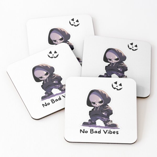 Item preview, Spooky Cool "No Bad Vibes" Skeleton Art designed and sold by CholarCrafts.