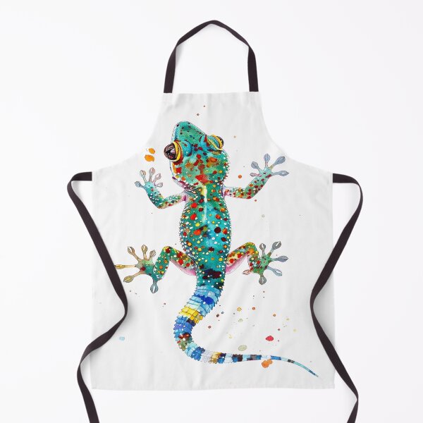 Item preview, Spotted gecko crawling upwards - turquoise red blue designed and sold by LiskoDesign.