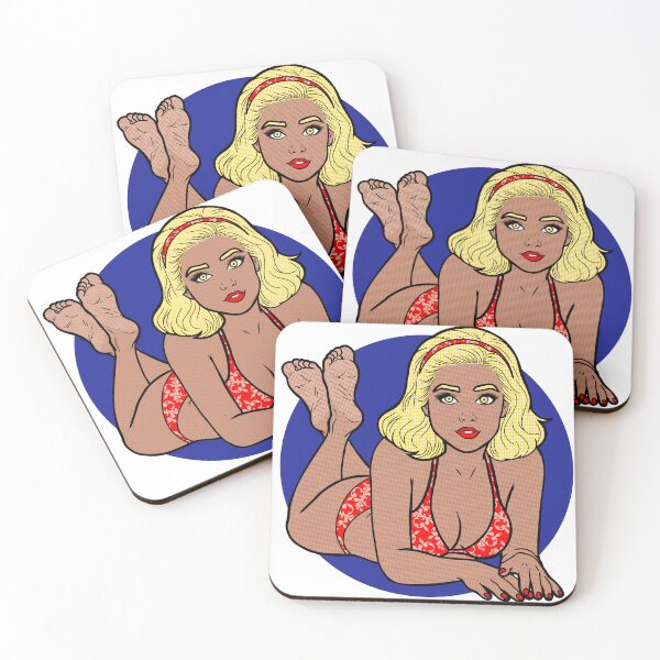 Item preview, Blonde Red Bikini Pinup designed and sold by SolefulStickers.