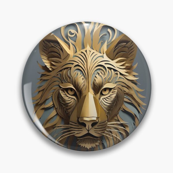 Item preview, Tiger face like a paper cut in gold designed and sold by IHImage.