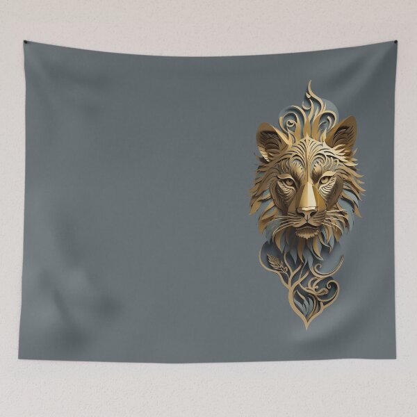 Item preview, Tiger face like a paper cut in gold designed and sold by IHImage.