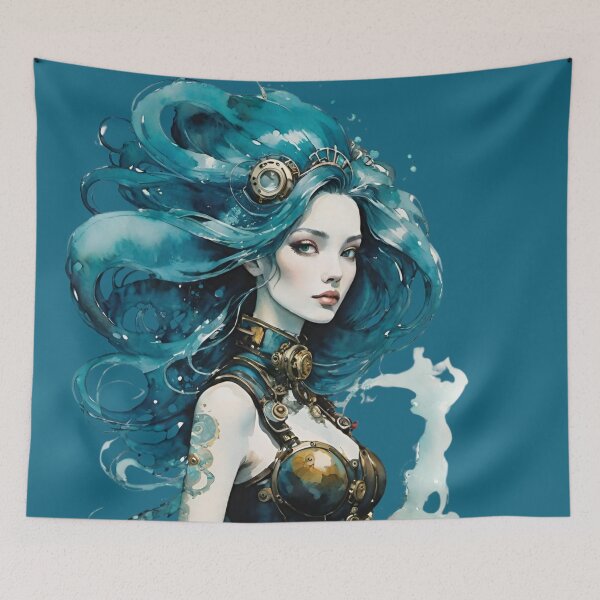 Item preview, Mermaid, mermaid with blue hair designed and sold by IHImage.