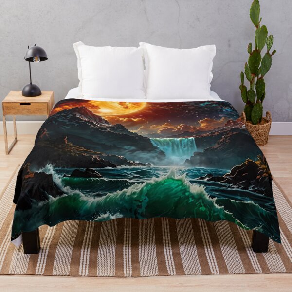 Item preview, Golden moon over the stormy peaks designed and sold by PixelParadies.