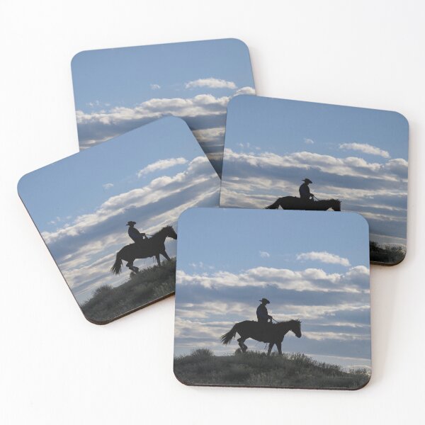 Item preview, Cowboy Silhouette Outlined by blue and white sky designed and sold by AlsknMommaBear2.