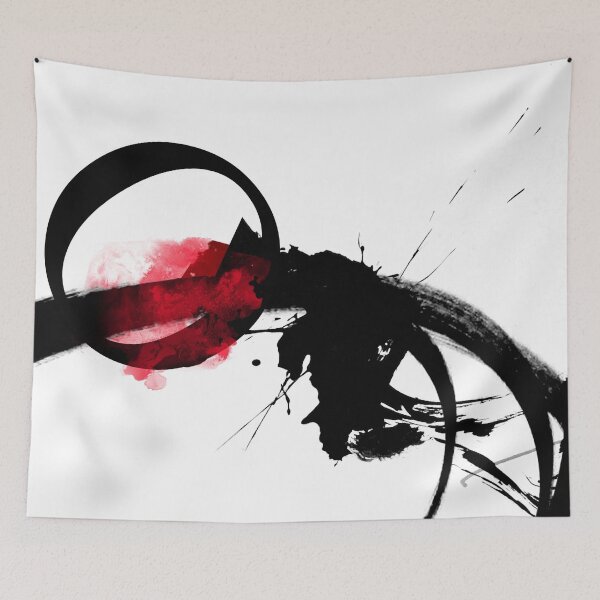 Item preview, Black white and red bold abstract calligraphy design designed and sold by ZebEddy.
