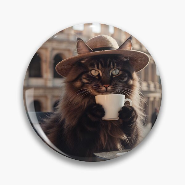 Item preview, Stylish Cat Drinking Coffee at the Colosseum designed and sold by BadBeaverDesign.
