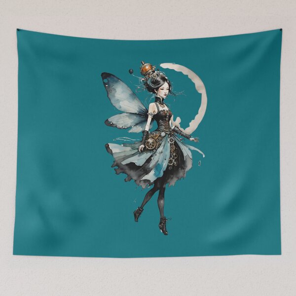 Item preview, Fairy or elf as steampunk blue black dainty designed and sold by IHImage.