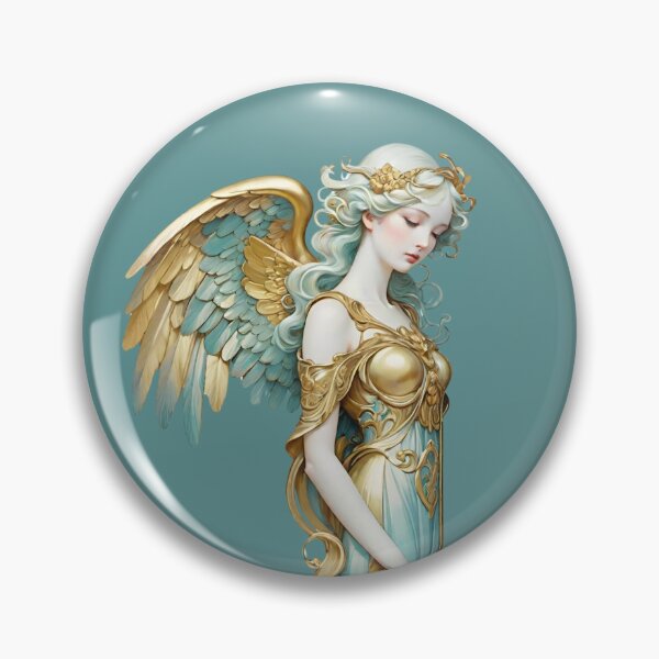 Item preview, grandson figure delicate gold light blue romantic designed and sold by IHImage.