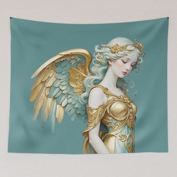 Item preview, grandson figure delicate gold light blue romantic designed and sold by IHImage.