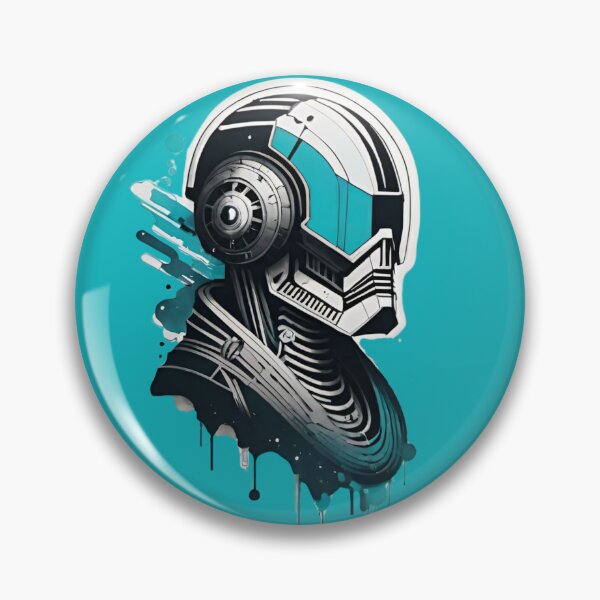 Item preview, robot futuristic turquoise science fiction figure graffiti designed and sold by IHImage.