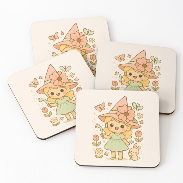 Item preview, Spring Witch – Cute Pastel Witch with Bunny & Flowers designed and sold by Queen Kaffeine.