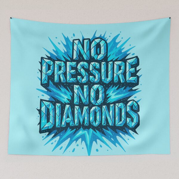 Item preview, No Pressure No Diamonds – Crystal Graffiti Typography designed and sold by RedHow.