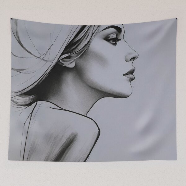 Item preview, Woman portrait in black and grey minimalist, dreamy and romantic designed and sold by IHImage.