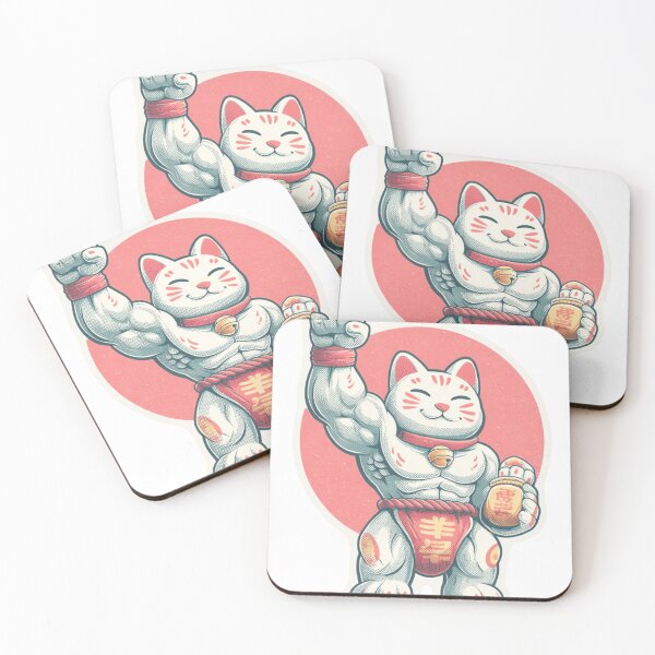 Item preview, Muscle Maneki Neko Sticker | Lucky Buff Cat designed and sold by Renzoxr.