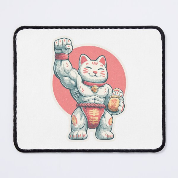 Item preview, Muscle Maneki Neko Sticker | Lucky Buff Cat designed and sold by Renzoxr.
