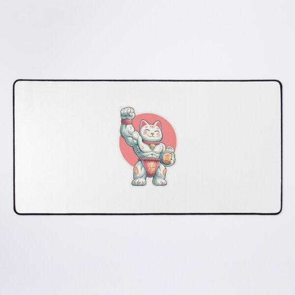 Item preview, Muscle Maneki Neko Sticker | Lucky Buff Cat designed and sold by Renzoxr.