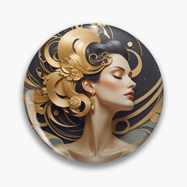 Item preview, Woman portrait in blue and gold dreamy and romantic designed and sold by IHImage.