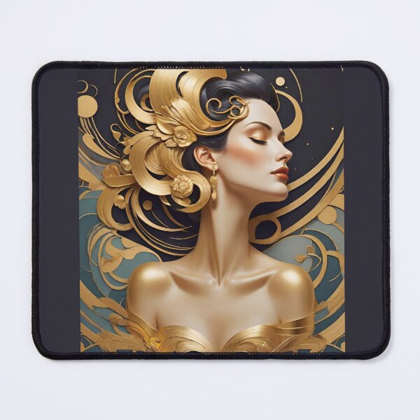 Item preview, Woman portrait in blue and gold dreamy and romantic designed and sold by IHImage.