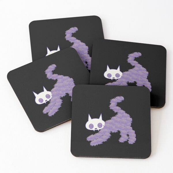 Item preview, Spooky Cute Cat Skeleton with Purple Flowers designed and sold by SunandShade.