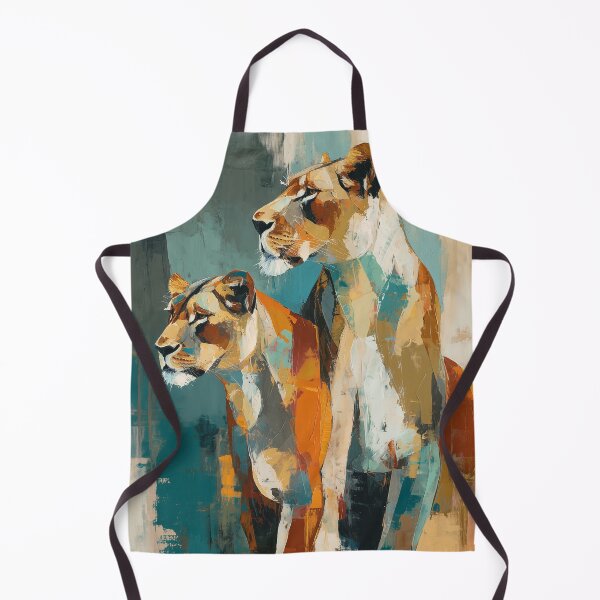 Item preview, Abstract Lioness Pair – Modern Wildlife Oil Painting Style Artwork designed and sold by Gino By Design.