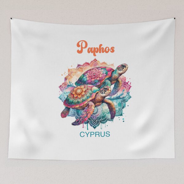 Item preview, Colorful Mandala Sea Turtle - Paphos, Cyprus Ocean Art designed and sold by SimoesArtistry.