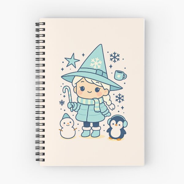 Item preview, Winter Witch with Penguin & Snowman – Cozy Cute Magical Art designed and sold by Queen Kaffeine.