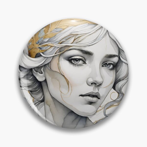 Item preview, Woman portrait in grey and gold dreamy and romantic designed and sold by IHImage.