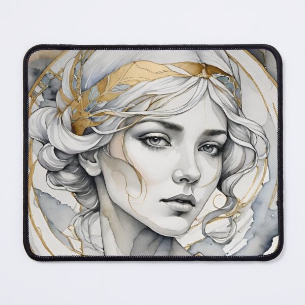 Item preview, Woman portrait in grey and gold dreamy and romantic designed and sold by IHImage.
