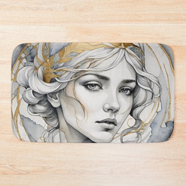 Item preview, Woman portrait in grey and gold dreamy and romantic designed and sold by IHImage.