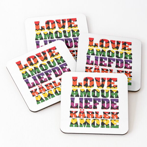 Item preview, Love in Many Languages Hearts Dark Rainbow designed and sold by ValeriesGallery.