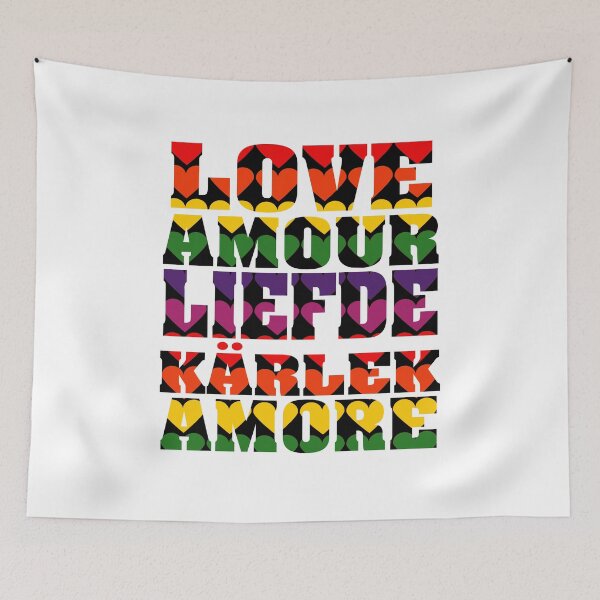 Item preview, Love in Many Languages Hearts Dark Rainbow designed and sold by ValeriesGallery.