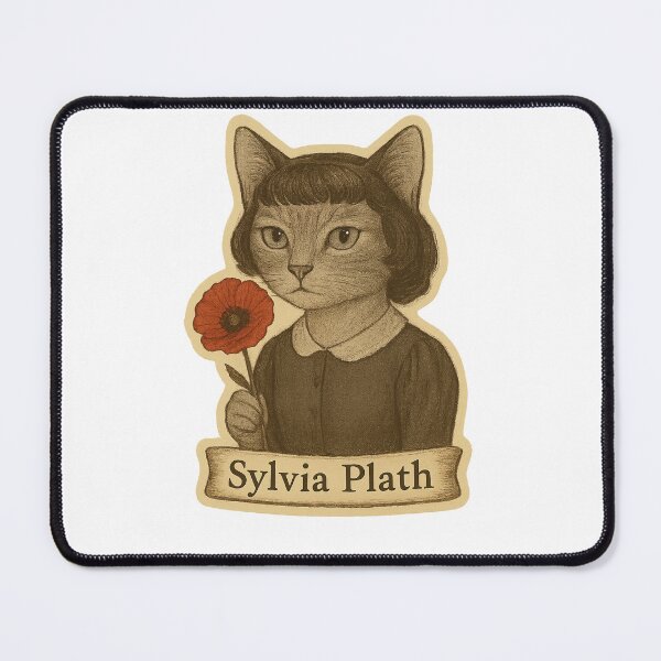 Item preview, Sylvia Plath – Vintage Literary Cat Portrait designed and sold by Lavoretty.