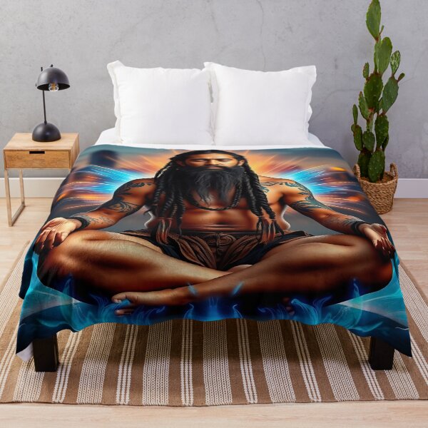 Item preview, "Meditative Shaman – Spiritual and Tribal Art with Mystical Energy and Urban Skyline" designed and sold by Ralek.