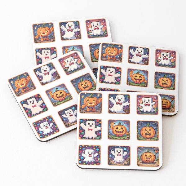 Item preview, Haunted Harvest –Cute Pixel Ghosts and Pumpkins Sticker Sheet designed and sold by Sherihdesigns.