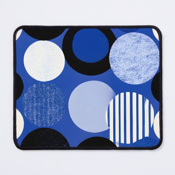 Item preview, Retro-futuristic minimalist pattern blue black white circles designed and sold by Velvetcosmonova.