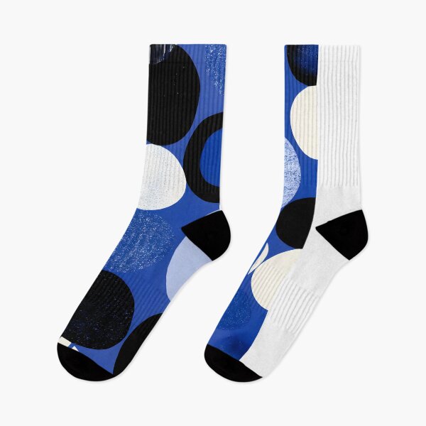 Item preview, Retro-futuristic minimalist pattern blue black white circles designed and sold by Velvetcosmonova.