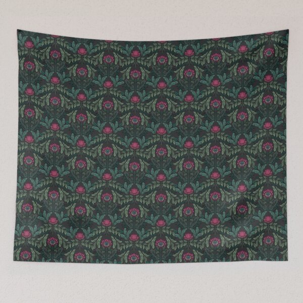 Item preview, Macabre Gothic Halloween Floral Monster Hand Drawn Repeating Pattern designed and sold by permare.