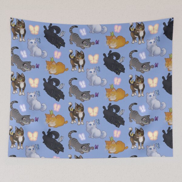 Item preview, Butterfly Kitties Pattern designed and sold by SupervoidArt.