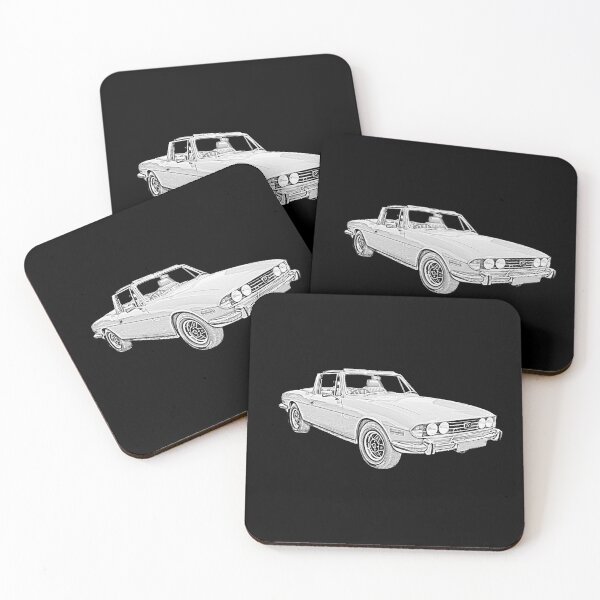 Item preview, Triumph Stag classic 1970s British car front quarter monochrome designed and sold by soitwouldseem.