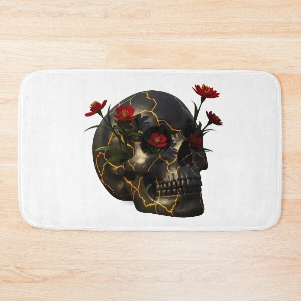 Item preview, Cracked Skull with Flowers and Gold designed and sold by dionisoldschool .