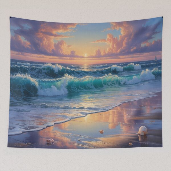 Item preview, Lifestyle Hub: Golden Sunset Ocean Waves - Calming Seascape designed and sold by M&M Lifestyle Hub.