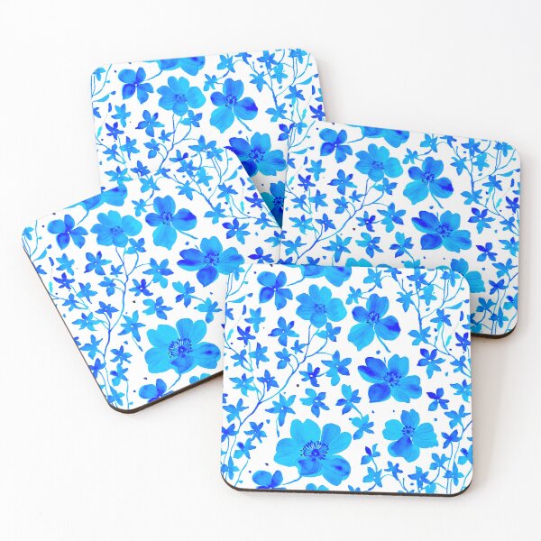Item preview, Botanical Floral in Deep Blue and White  designed and sold by Marymarice.