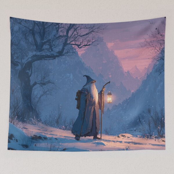 Item preview, Wandering Wizard With Lantern in Snow designed and sold by Rtymer.