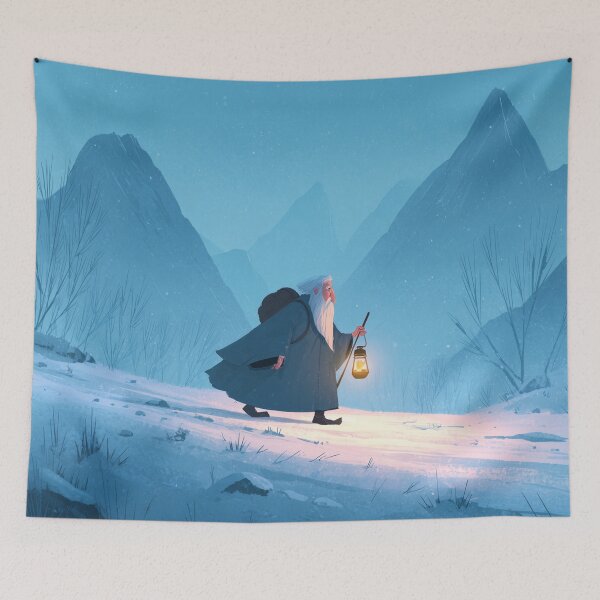 Item preview, Wandering Wizard With Lantern in Snow designed and sold by Rtymer.