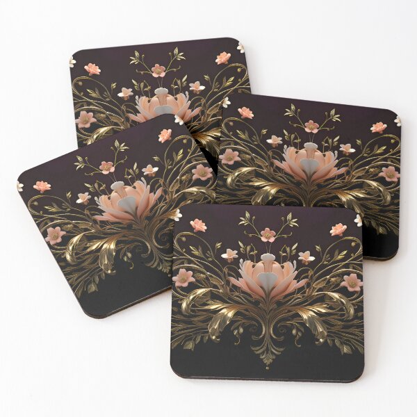Item preview, Luxury Floral Gold Art | Elegant Blossom Design for Desk Mat & Wall Décor designed and sold by A L O N E.