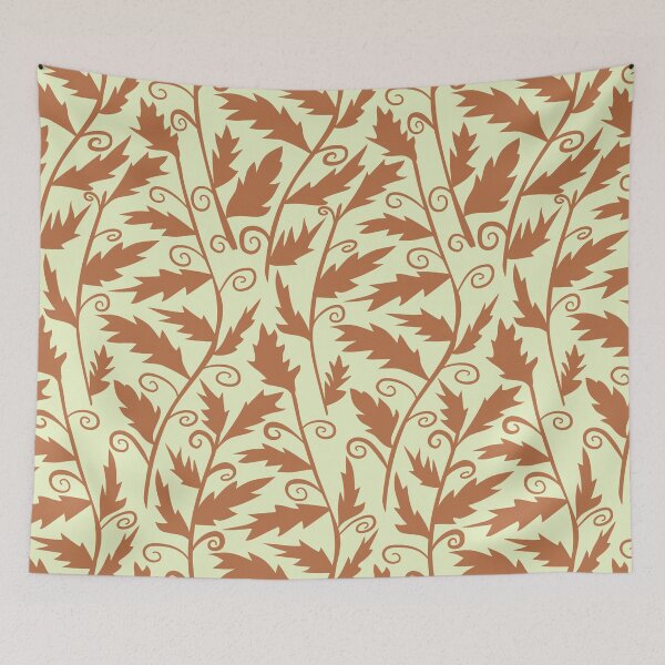 Item preview, Fanciful Fern Botanical Vine Pattern in Brown and Spring Green designed and sold by Angela Dow.