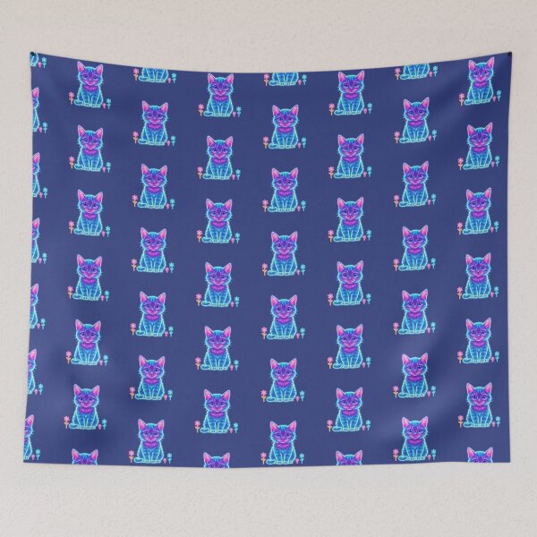 Item preview, Neon Cute Cat Sticker – Glowing Aesthetic Kitty designed and sold by Purti123.