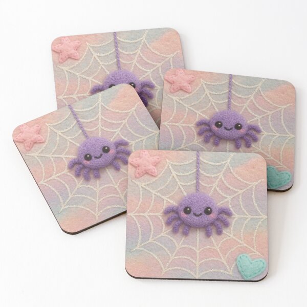 Item preview, Cute Pastel Felt Spider on Web | Kawaii Halloween Design designed and sold by maddy017.