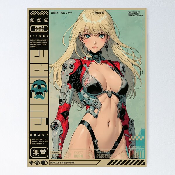 Blonde cyberpunk anime girl 2 Poster