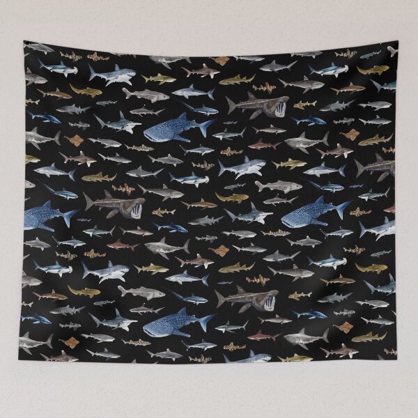 Item preview, SHARKS poster-black designed and sold by BEATRIZ ABAITUA.